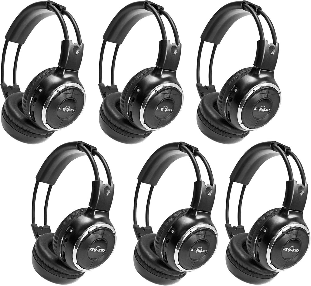 RP Accessories IR-2008B Infrared Wireless Headphones - 2-Channel Folding Universal Rear Entertainment System Headphones for Automotive, Television, and DVD Audio - Pack of 6