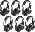 RP Accessories IR-2008B Infrared Wireless Headphones - 2-Channel Folding Universal Rear Entertainment System Headphones for Automotive, Television, and DVD Audio - Pack of 6
