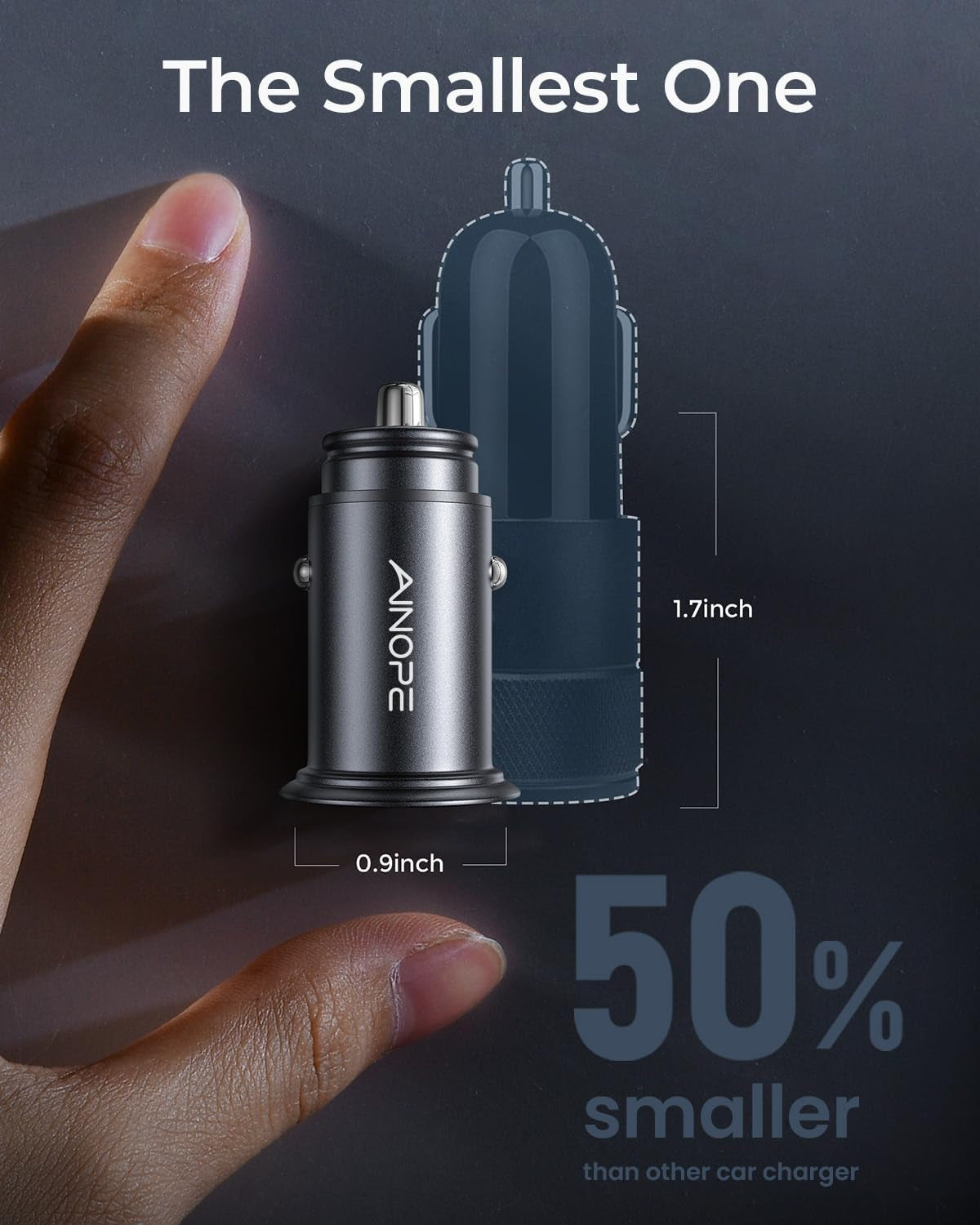 Car Charger Adapter【Smallest Metal】 4.8A Cigarette Lighter USB Car Charger Adapter Dual Port 12V USB Outlet Flush Fit for Iphone 16 Pro Max/15/14 Ipad Air Samsung Galaxy S25 S24 Ultra,Black