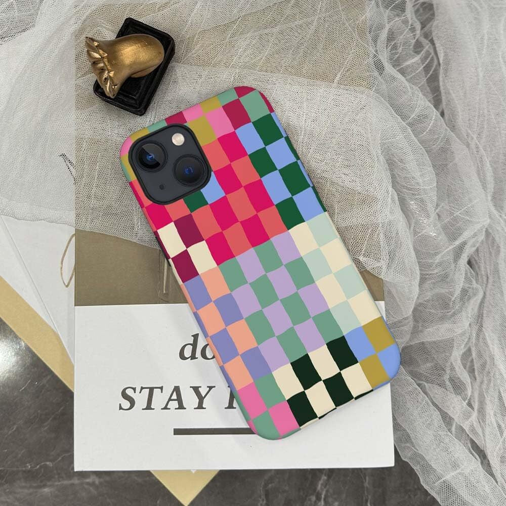 Colorful Checkerboard Iphone Case for Iphone 14 15 Pro Max plus Slim Protecti...