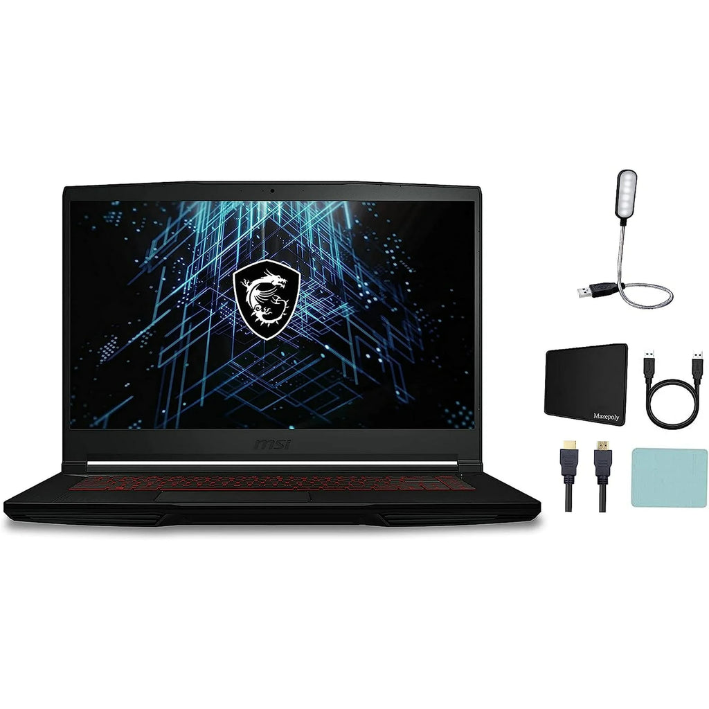 GF63 Thin 15.6" Gaming Laptop - Intel Core i5-11400H, NVIDIA GeForce GTX 1650, 12GB RAM, 256GB NVMe SSD, Windows 11 Home with Mazepoly Accessories