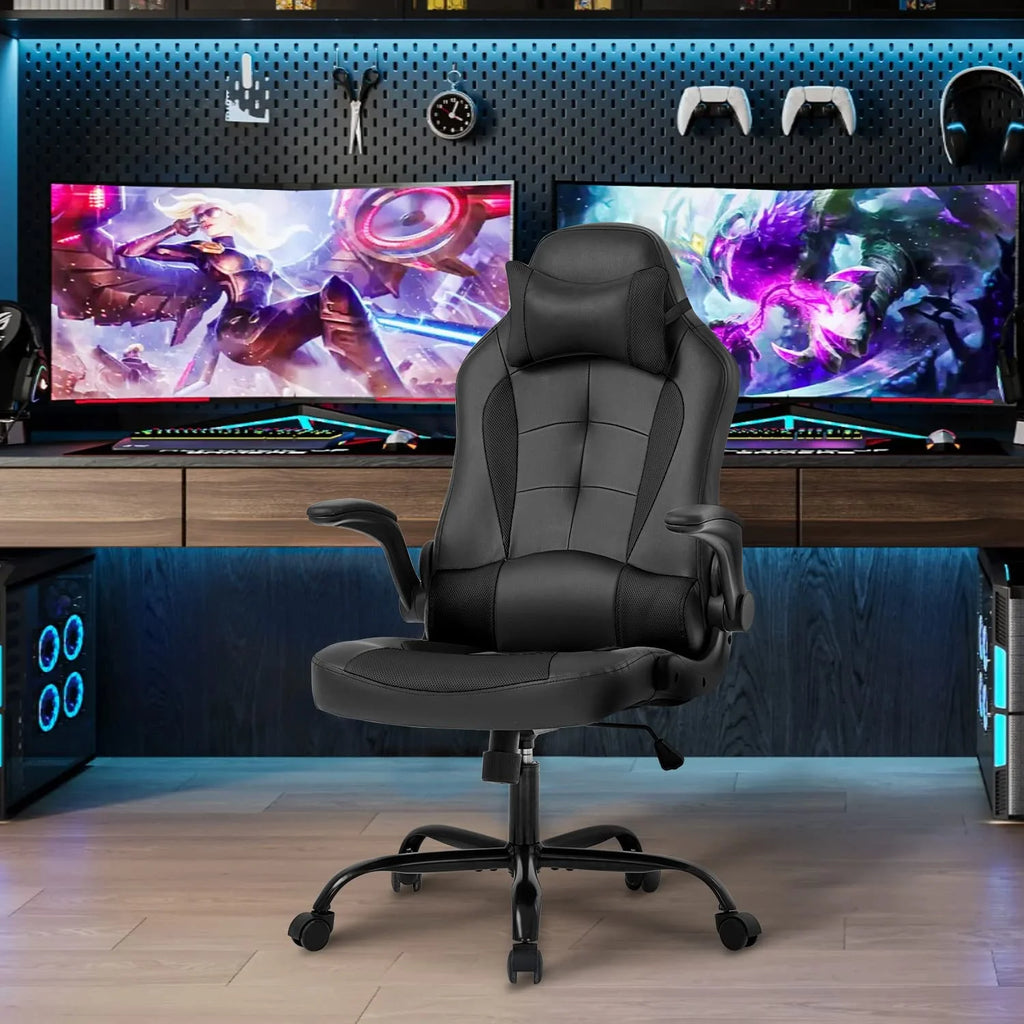 Ergonomic Gaming Chair, Lumbar Support, Swivel Rolling for Men, Women(Black)