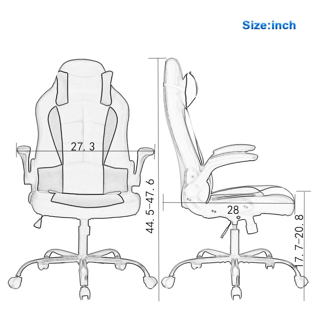 Adjustable & Ergonomic Swivel Gaming Chair, Grey