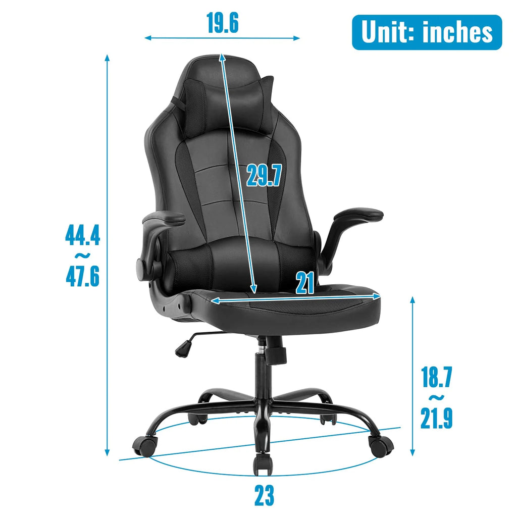 Ergonomic Gaming Chair, Lumbar Support, Swivel Rolling for Men, Women(Black)