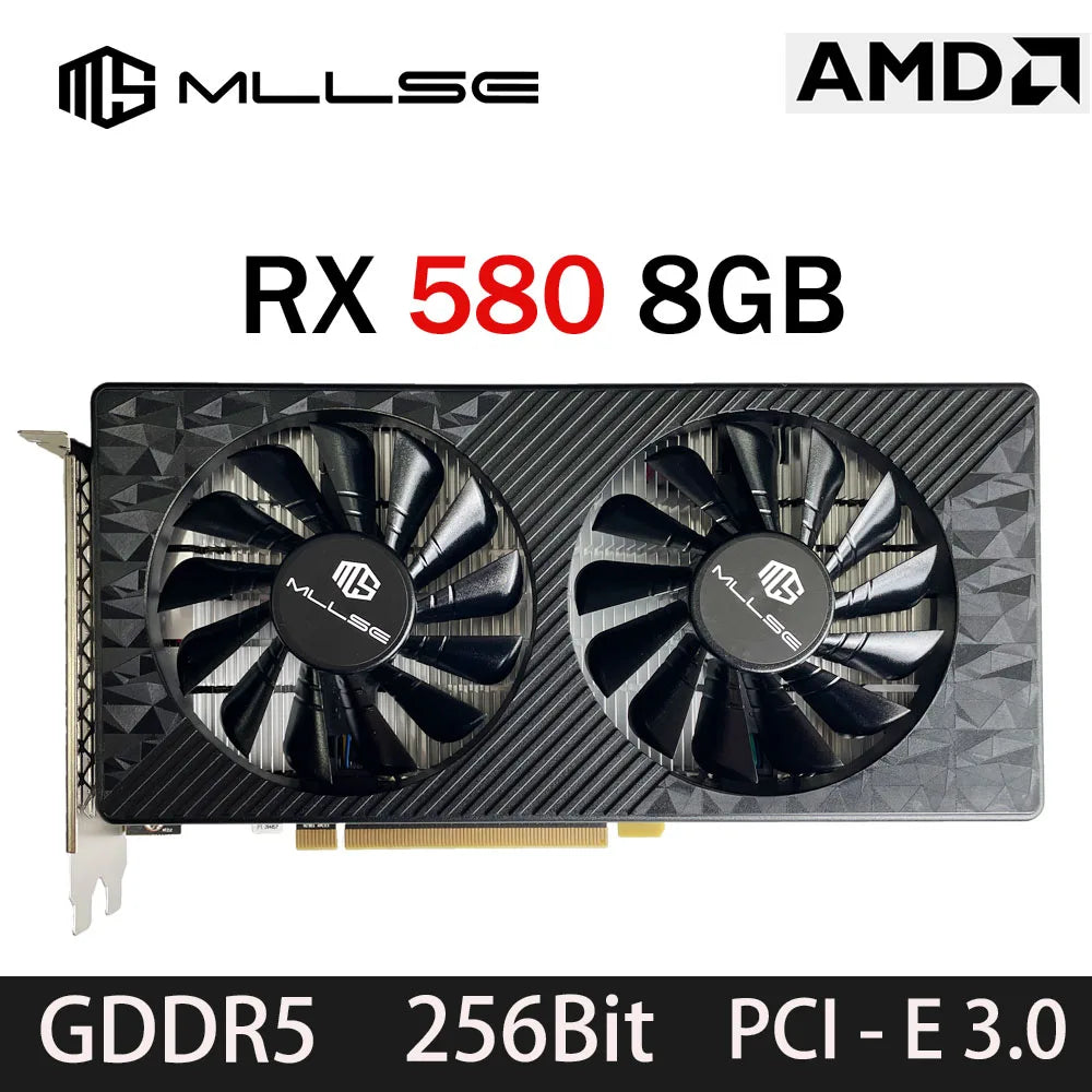 AMD RX 580 8GB 2048SP Gaming Graphics Card GDDR5 256Bit PCI-E 3.0 ×16 8Pin Radeon GPU Rx 580 Video Card Placa De Video